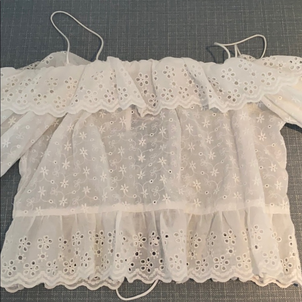 Zara white embroidered blouse